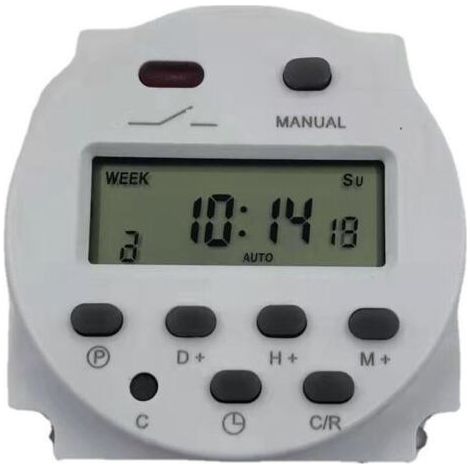 Relais de minuterie hebdomadaire numérique LCD mini 12 V avec interrupteur d'alimentation et couvercle étanche (blanc) (1/4)