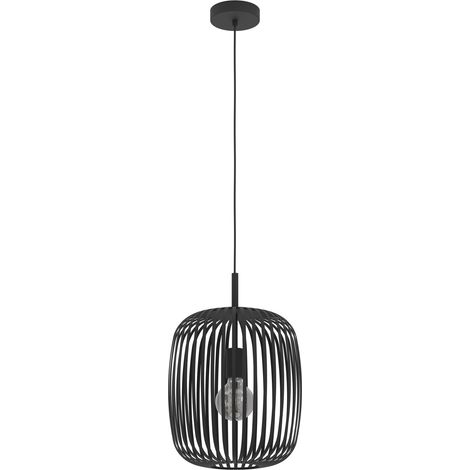 EGLO Hängelampe Romazzina, Esstisch Pendelleuchte 1-flammig, Esszimmerlampe aus Metall in Schwarz, Hängeleuchte mit E27 Fassung