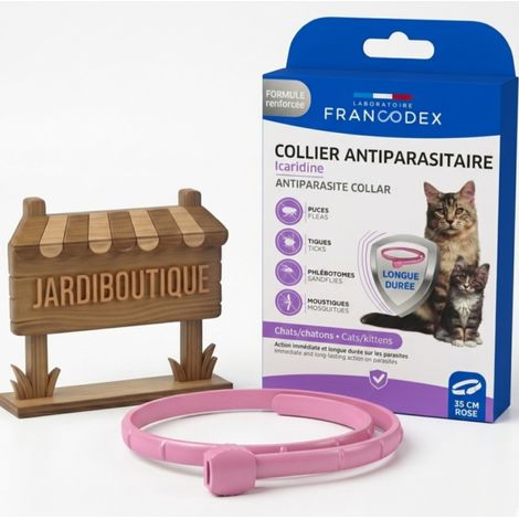 Collier Antiparasitaire Icaridine Rose 35 cm pour Chat et Chaton - Francodex (1/4)