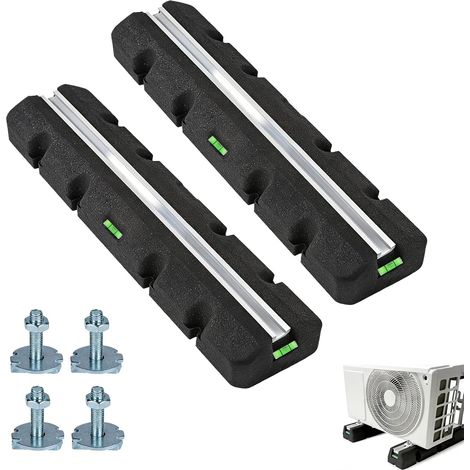 2 Silent Blocks for Antivibration Heat Pump 600 mm with Spirit Level, Floor Console for Outdoor Air Conditioner, Rubber Support for UV Resistant, Maximum Load 500 kg (1/5)