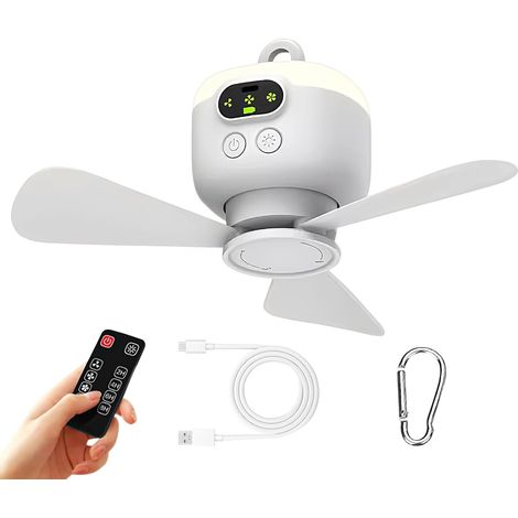 Ventilatore da campeggio ricaricabile - Ventilatore da esterno a LED a quattro velocità Ventilatore silenzioso, con telecomando, ideale per vacanze, picnic e altre occasioni (1/5)