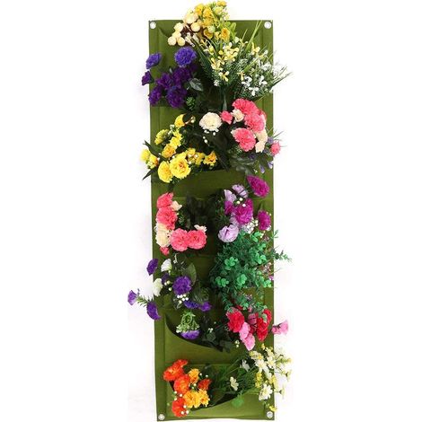 Jardin vertical planteur – poche plantation feutre mural – pour herbes, légumes intérieur/extérieur – 7 poches