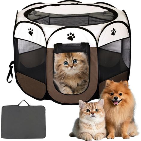 Parc pour Chien en Tissu Oxford, Animaux Enclos Pliable, Animaux Enclos Pliable pour Chiens, Enclos Extérieur pour Animaux pour Chiots pour Chiens, Chats Et Petits Animaux (74x74 X43 CM)