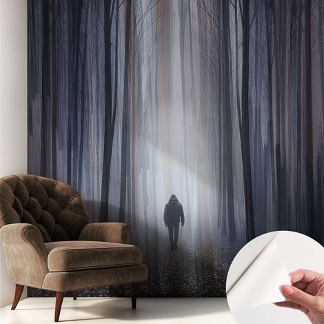 Tapete adhésive moderne pour salon et chambre à coucher Décoration rapide avec colle Silence de la forêt 250x250 cm (1/5)