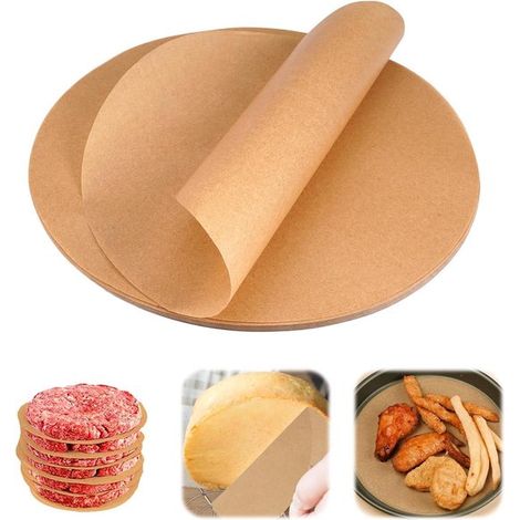 100 Blatt rundes 22 cm Antihaft Backpapier für Airfryer, Heißluftfritteuse, Burger, Backpapier für Pfannen, Backofen, Grill und Dampfgarer (1/5)