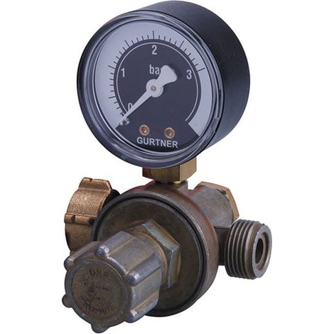 Détendeur réglable propane haute pression avec manomètre 8kg/h - 0 à 3 bar - entrée écrou 20x150 - sortie M20x150 - Gurtner