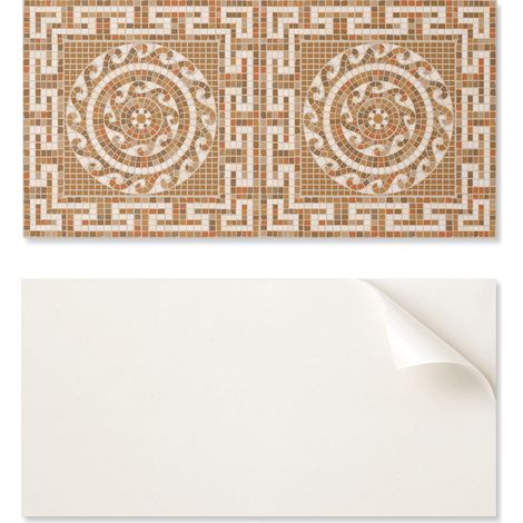 Revestimiento mural de vinilo autoadhesivo con gr谩ficos para cocina, 120x60 cm, mosaico con motivos circulares.