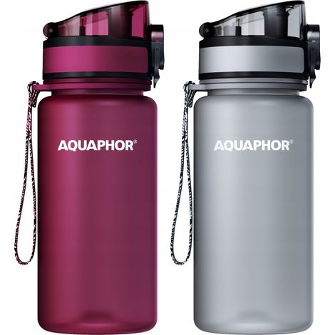 Flacone filtro Aquaphor City da 0,35 litri con cartucce, 2x bordeaux e grigio (1/5)