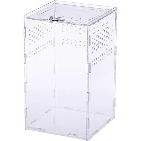 Enclos pour araignées, boîte en acrylique transparent pour reptiles, idéal pour les araignées sauteuses, les tortues, les serpents, les geckos et les crabes. (1/5)
