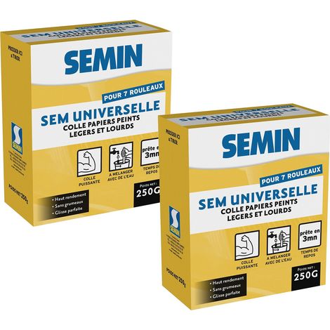 Lot de 2 colles en poudre pour papiers peints légers et lourds Semin Sem-Universelle - boite 250 g