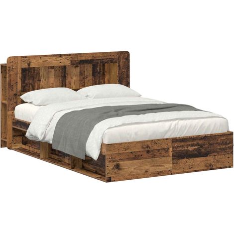 Bed Frame with Storage Old Wood 135 x 190 cm Engineered Wood vidaXL (1/5)