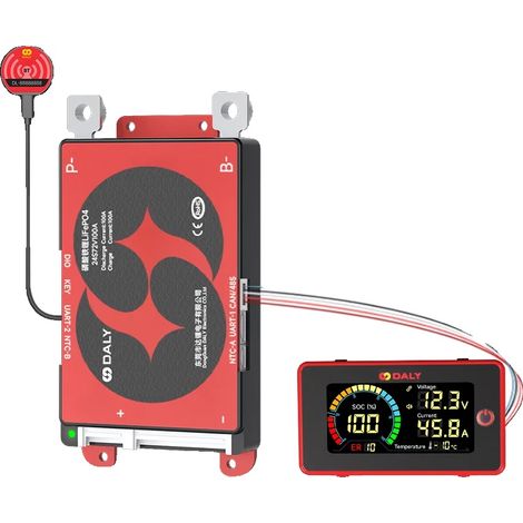 BMS de batterie Lifepo4, courant de 100A, avec Bluetooth et WiFi, BT BMS 3 pouces LCD, 100A, 16S (1/2)
