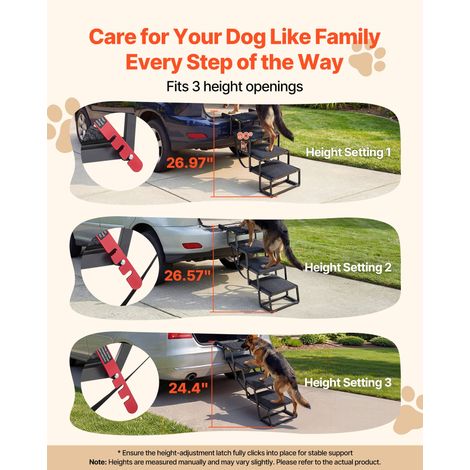 Escalier pour Chien Voiture 4 Marches pour Chien Pliables pour SUV, Camions, Lits Hauts, Canapés, Animaux de Compagnie Charge 90,72 kg, avec Surface Antidérapante, Extra-large, Portable, Léger (1/5)