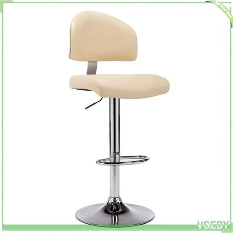 Tabouret de bar - FAF7291712406294 - Similicuir crème - Réglable 98-119 cm - Pivotant 360° (1/5)