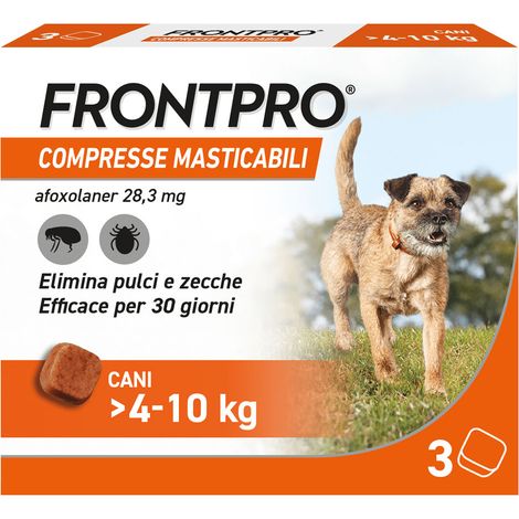 Compresse Antiparassitarie Masticabili Cani 4,0 Fino a 3 Compresse da 10 kg