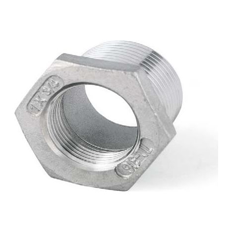 BSP Hexagonal 1/2" M to 3/8" F Reducing Bush - A4 (T316) Marine Grade Stainless Steel (1/2)