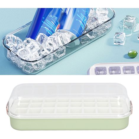 Eiswürfelform mit 24 Fächern, lebensmittelechtes Silikon, leicht zu entformen, grün, für den Gefrierschrank. (1/5)