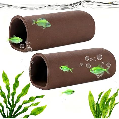 3Pièces Cachettes en Céramique pour Aquarium, 11.5 x 4 cm Cachette Aquarium, Argile Zisha Cachette pour Poissons Grotte pour Poissons Chats pour Poisson Crevettes Accessoire D'aquarium Naturel (1/4)