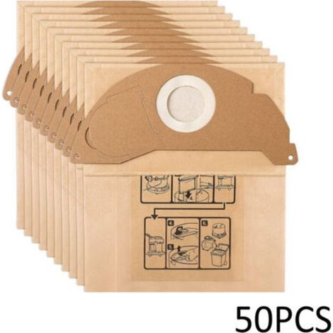 50 sacchetti per aspirapolvere Karcher WD2 MV2 6.904-322.0 WD 2.200 WD2250 A2004 A2054 A2099, ricambio per aspirapolvere Karcher (1/5)