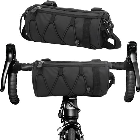Bolsa para manillar de bicicleta - Bolsa de almacenamiento impermeable de 2,5 L - Compatible con bicicletas de carretera, montaña y eléctricas - Correa para el hombro - Para ciclismo al aire libre (1/5)