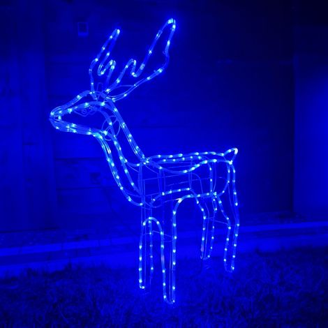 LED-Weihnachts-Rentier, leuchtende Outdoor-Figur, XXL, groß, 120 mm, blau (1/5)