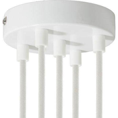 Kit rosace métallique cylindrique à 5 trous creative cables - Cylindrique, blanc brillant