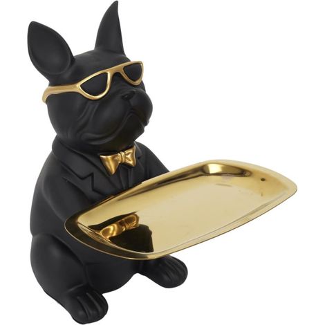 Statuette & Vide-Poche "Bulldog" 21cm Noir (1/5)