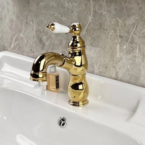 Robinet de cuisine doré à bec ciseau, flexible et extensible, en acier inoxydable, pour évier – design élégant avec finition métallique premium