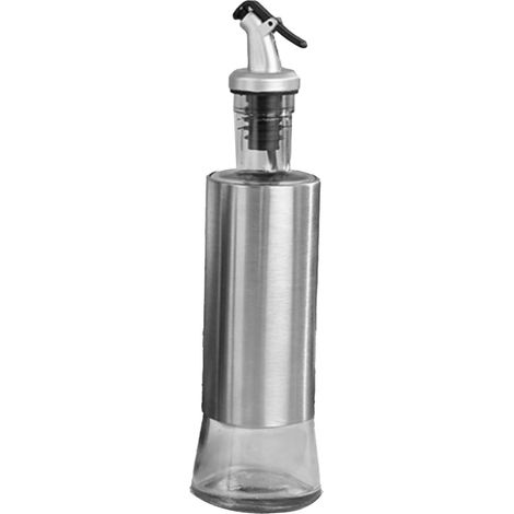 Bouteille d'huile en acier inoxydable, bouteille d'huile en verre pour la cuisine, bouteille de sauce soja, bouteille de vinaigre, bouteille de vin de cuisine, bouteille à condiments en verre (un seul (1/5)