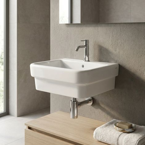 Lavabo in ceramica 60x45 cm bianco con troppopieno – Virginia Dolomite (1/5)