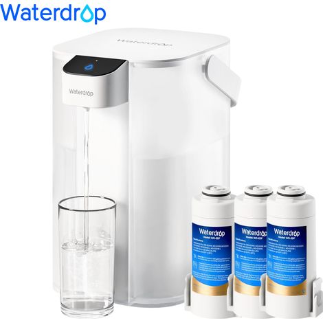 Waterdrop Instant Eletric Water Filter Jug, 3.5 L 3 Month Water Filter, Outdoor Drinking Water System, Reduces Chlorine, Lead, Mercury, PFAS, PFOA/PFOS, White (With 3 Litre Filters) (1/5)