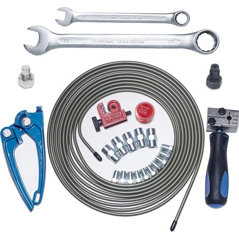 Kit Tuyau Frein Voiture avec 5m Tuyau Frein Ø4,75mm, Pince Coupe-Tuyau, Pince à Cintrer, un Évasoir, Convient pour le Remplacement de Conduites deFrein ou de Conduites Hydrauliques. (1/5)