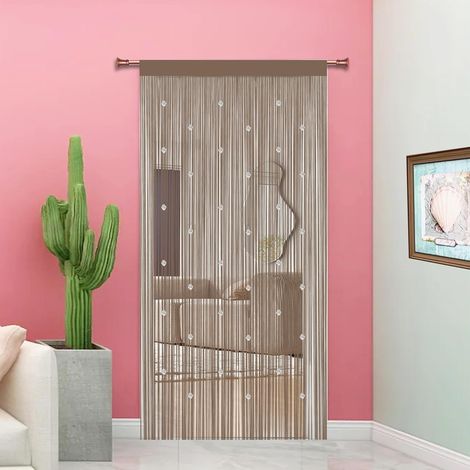 Rideau Fil Rideau De Porte en Perles Rideau Anti Mouches pour Porte Exterieur Moustiquaire Rideaux Exterieur Cloison De Séparation De Pièces (Écru, 90x200cm(35x79'')) (1/5)