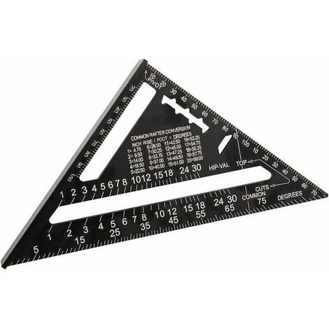 180mm(7pouces） Aluminium Règle Équerre de Triangle Rapporteur Multifonction Equerre Menuisier 45-90 Degres Carpenter Outil de Mesure(Métrique)