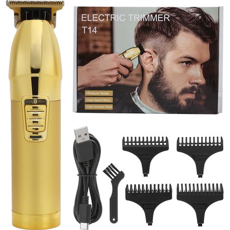 Tondeuse à cheveux électrique rechargeable USB, coupe-cheveux sans fil, tondeuse dorée pour homme (1/5)