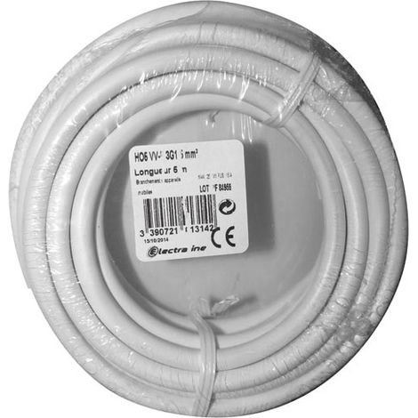 Cable H05VV-F 3x1.5 5m Blanco Sin película - Electraline