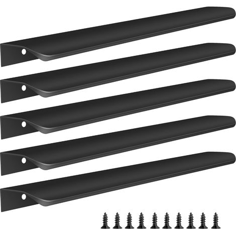 Küchenschrankgriffe – 300 mm Fingergriffe für Schränke und Schubladen, moderne Schrankgriffe aus Aluminium, mattschwarz, 5er-Set
