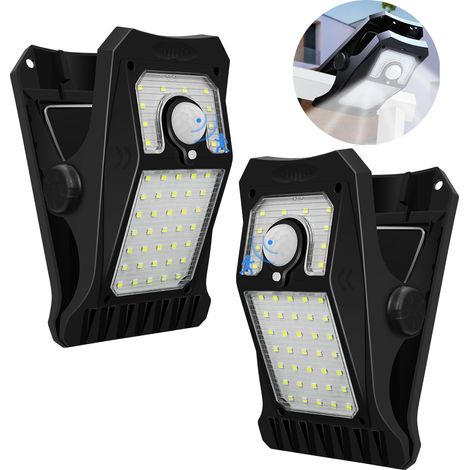 lampes solaires extérieures à clipser capteur de mouvement lumières étanche lumière sécurité pour clôture mur Patio blanche 2 pcs 45LED (1/5)