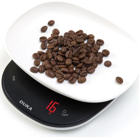 Balanza de cocina de precisión de 3 kg con pantalla táctil, modelo DUO duka, color blanco (1/5)