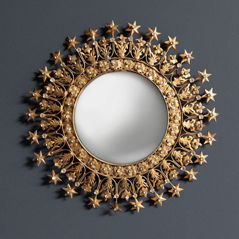 Petit miroir convexe auréole d'étoiles doré 28x28x1cm (1/3)