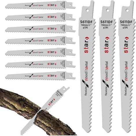 Reciprocating Saw Blades for Wood, 6TPI Reciprocating Saw Blade - 150mm Reciprocating Accessories for Tree Pruning, Coarse Wood (1/5)