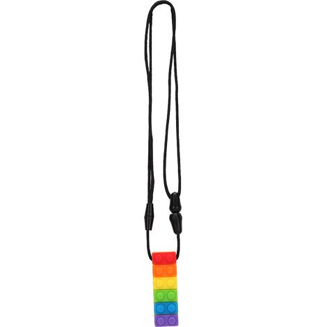 Collier de dentition en silicone, forme de bloc de construction, résistant à la chaleur, pendentif à mâcher, jaune (1/5)