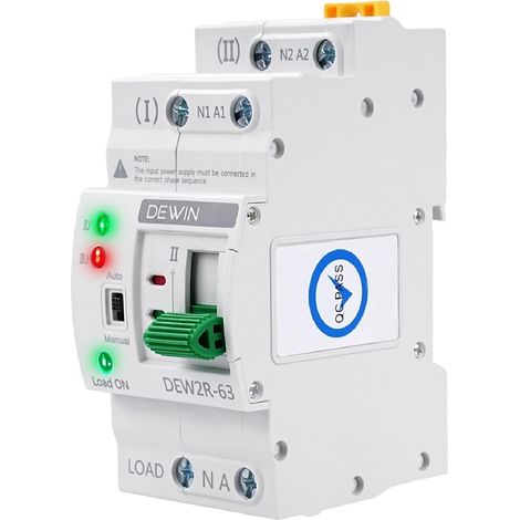 Commutateur de transfert automatique, commutateur de transfert Rail DIN ATS Commutateur de transfert automatique à double alimentation Commutateur de sélection électrique 2P 63A 220V (1/5)