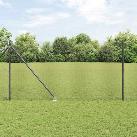 Reja con postes Gris 1 x 10 m Acero