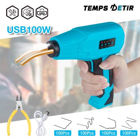 Pistolet à souder plastique bleu 100 W avec batterie au lithium, adhésif thermofusible universel multifonctionnel pour une utilisation manuelle, domestique et industrielle