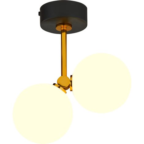 Applique moderna nero oro sfere bianche vetro 2xG9 Luna Jupiter (1/3)