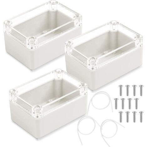 Boîte Étanche Rectangulaire 100 x 68 x 50 mm, Paquet de 3 Boite de Derivation, Boîtier en Plastique avec Couvercle Transparent, Boîtier de Projet Universel, Boîte de Jonction (1/5)