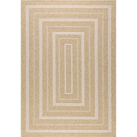 Indoor/outdoor beige rug with jute hessian effect and patterns 160 x 230 cm - Daymo (1/5)