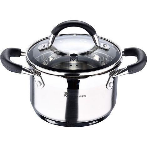 OLLA Ø16x10cm 1,8L DE ACERO INOXIDABLE CON TAPA FOODIES BGMP-1504-BK MASTERPRO (1/5)