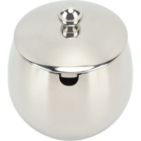 Grand sucrier/pot à épices en acier inoxydable avec couvercle, idéal pour ranger sel, bonbons et café. Compatible lave-vaisselle. Couleur argent. (1/5)